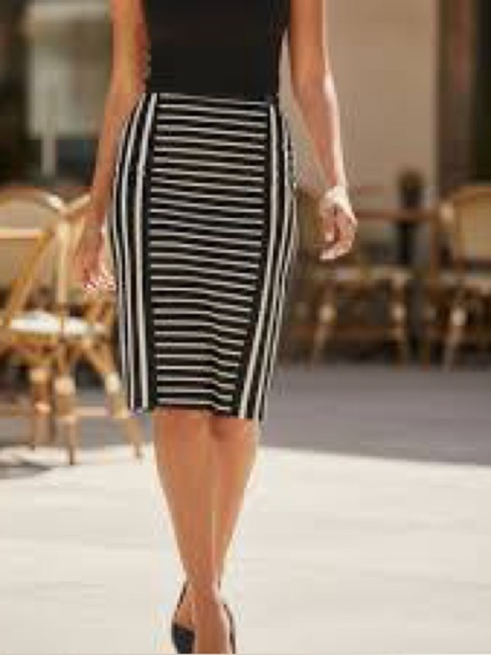 J. Crew Black and White Striped Pencil Skirt NWT
